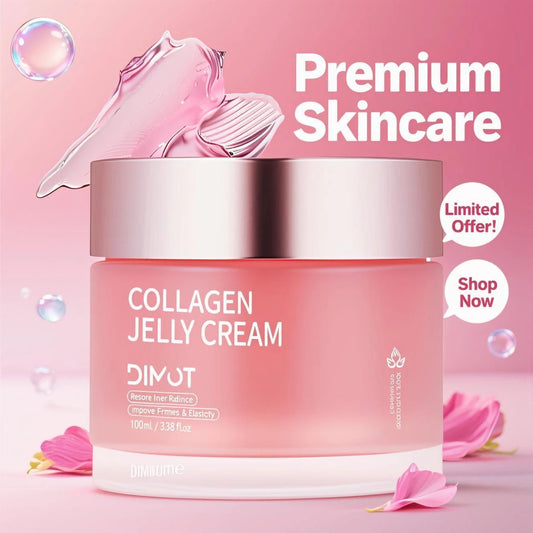 DIMOT Collagen Jelly Cream 100ml - Intense Hydration & Lifting Cream with Hydrolyzed Collagen & Niacinamide for Face & Neck Care
