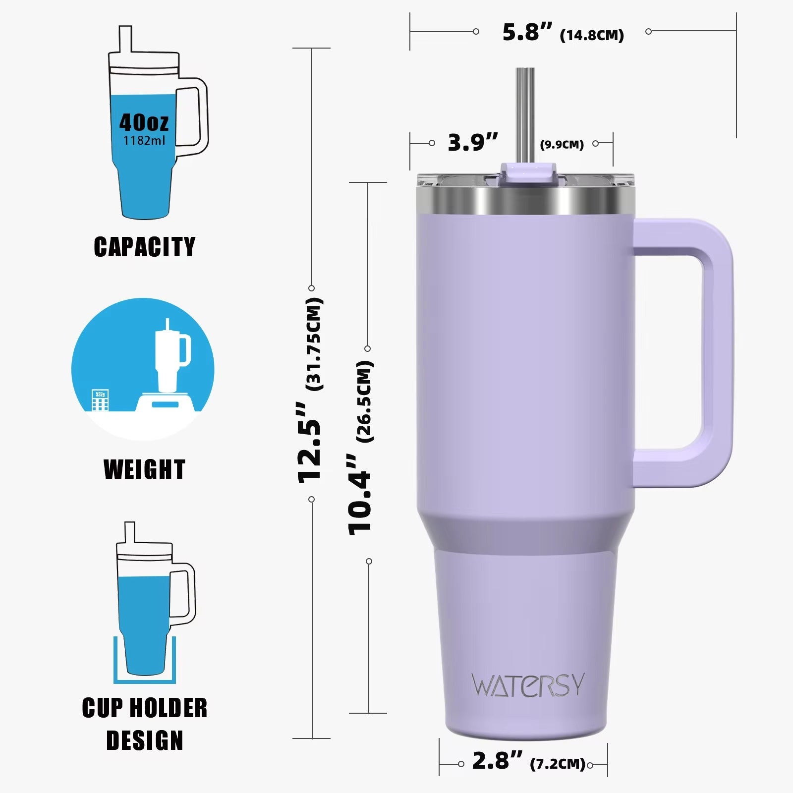 Insulated Mug With Handle And Straw Large Capacity