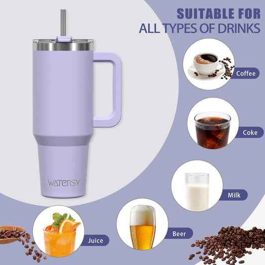Insulated Mug With Handle And Straw Large Capacity