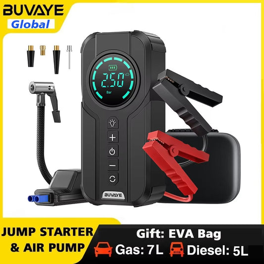 4-in-1 Car Jump Starter with Air Compressor, Power Bank & LED Flashlight
