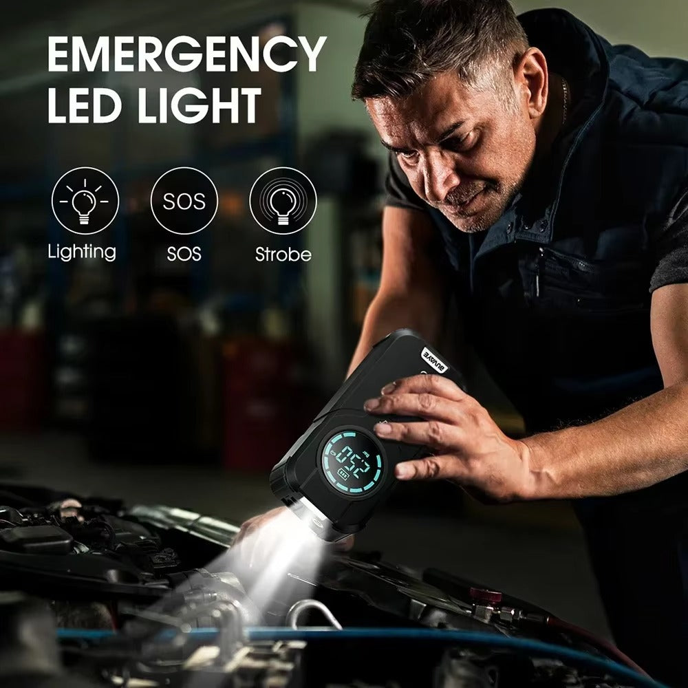 4-in-1 Car Jump Starter with Air Compressor, Power Bank & LED Flashlight