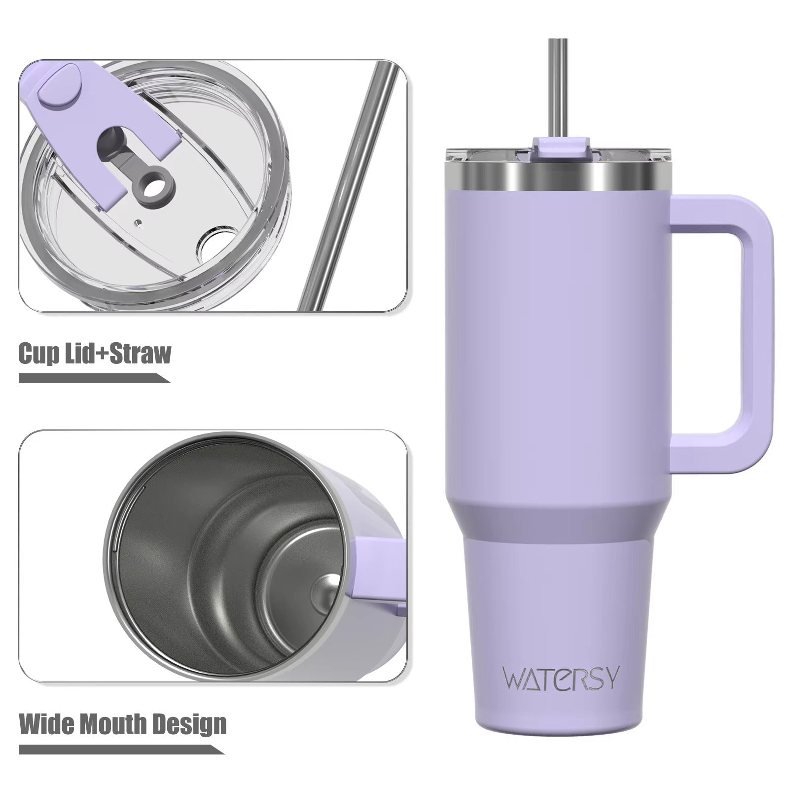 Insulated Mug With Handle And Straw Large Capacity