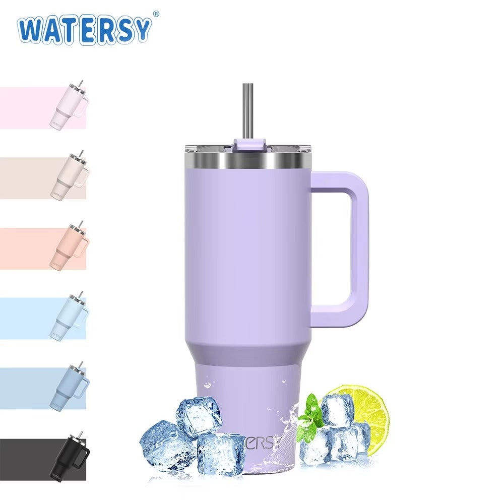 Insulated Mug With Handle And Straw Large Capacity